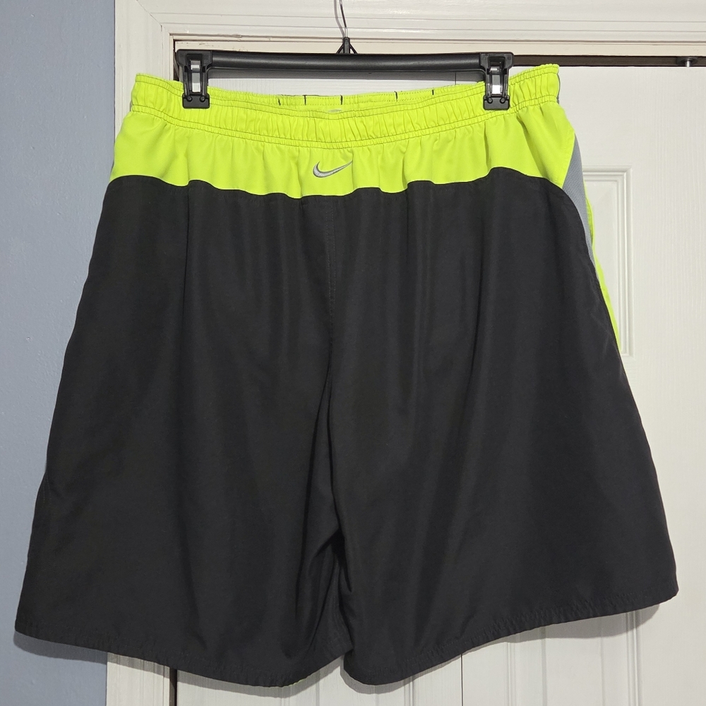 Nike Men's Black Swim Trunks  with Neon Yellow Waistband